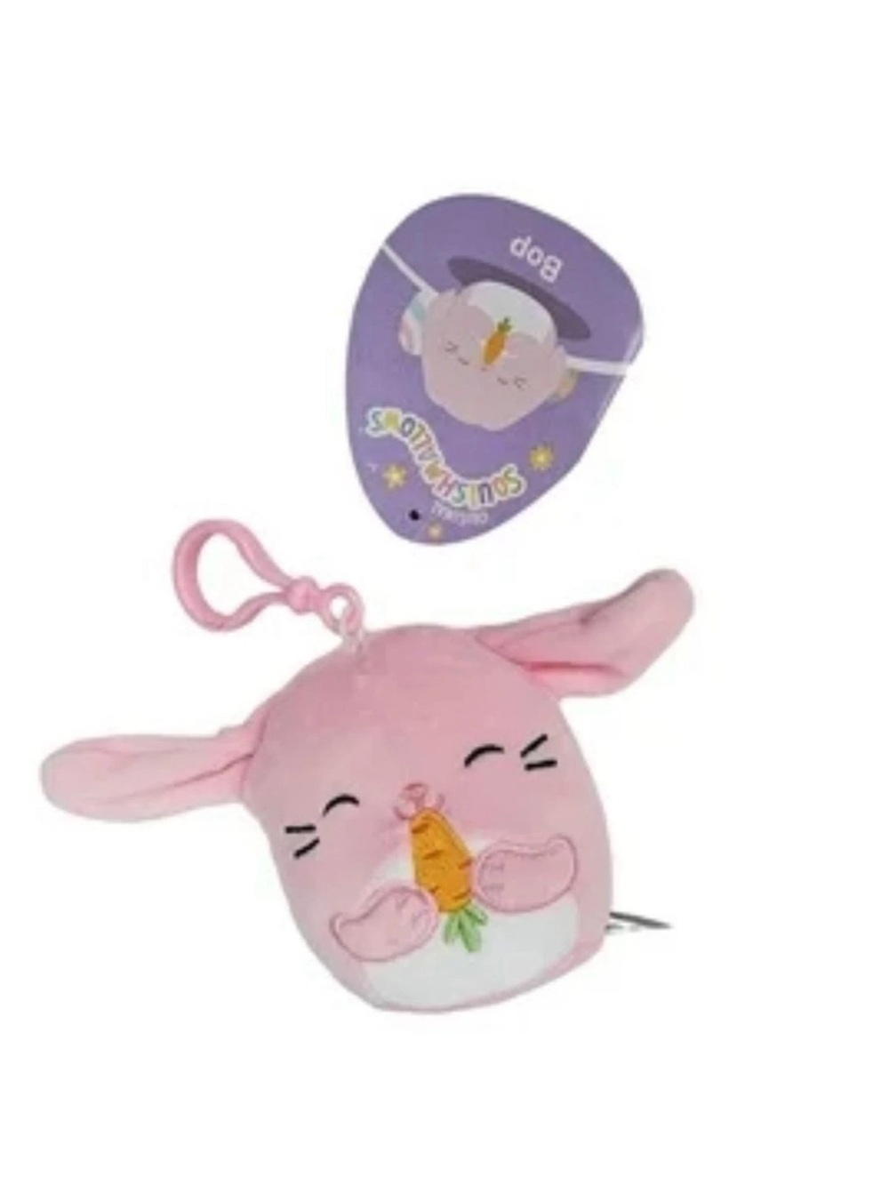 Squishmallows Original Bop The Bunny Clip-on 4” Pink Plush Easter Kawaii Kidcore